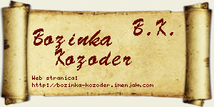 Božinka Kozoder vizit kartica